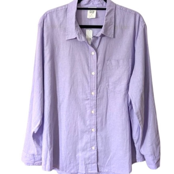 GAP Tops - GAP Lavender Linen-Blend Shirt